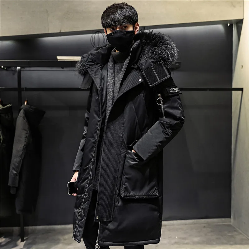 

Men's Winter Warm Jacket Canada Thick Casual Hooded Long Down Windbreaker Men Coat Brand Oversized Black Windproof Men Parkas