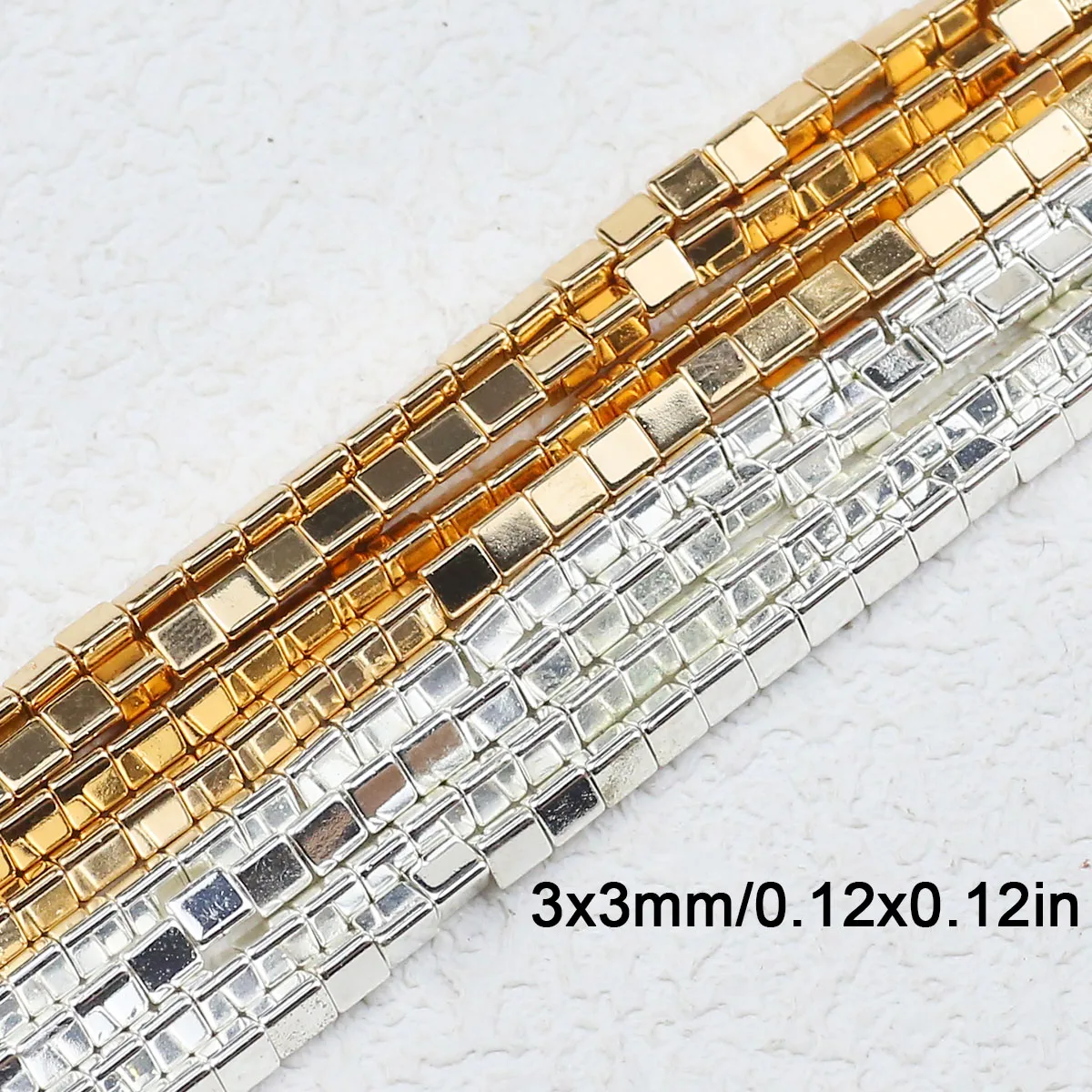 3X3MM Three-sided Column Shape Natural Stone Hematite Gold Color Beads Loose For Jewelry Making Love Bracelets DIY Accessories