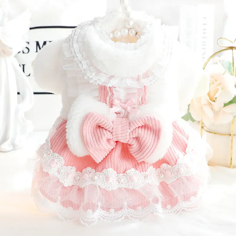 Dog Clothes Autumn and Winter Thick Cat Princess Dress