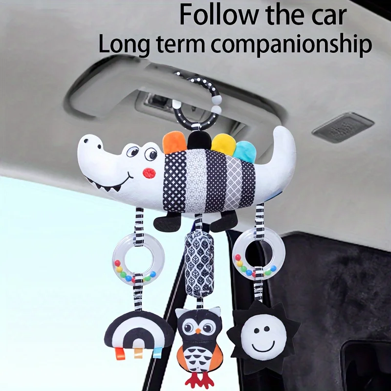 

Baby Stroller Hanging Plush Toys Kinderwagen Black White Animal Wind Chime Christmas Gift for Baby Car Toys Sling Crib Hanger