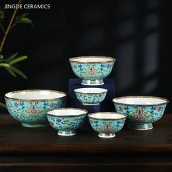 1 Pc Home Ceramic Bowl Exquisite Jingdezhen Tableware Chinese Light Luxury Enamel Color Noodle Bowl Kitchen Accessories