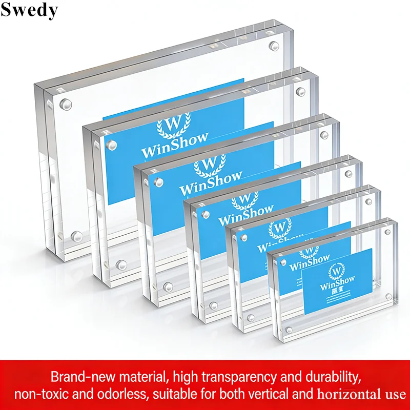 

Набор из 5 магнитных акриловых держателей для фото, меню, ценников и этикеток, 55x90 мм, прозрачные, для демонстрации