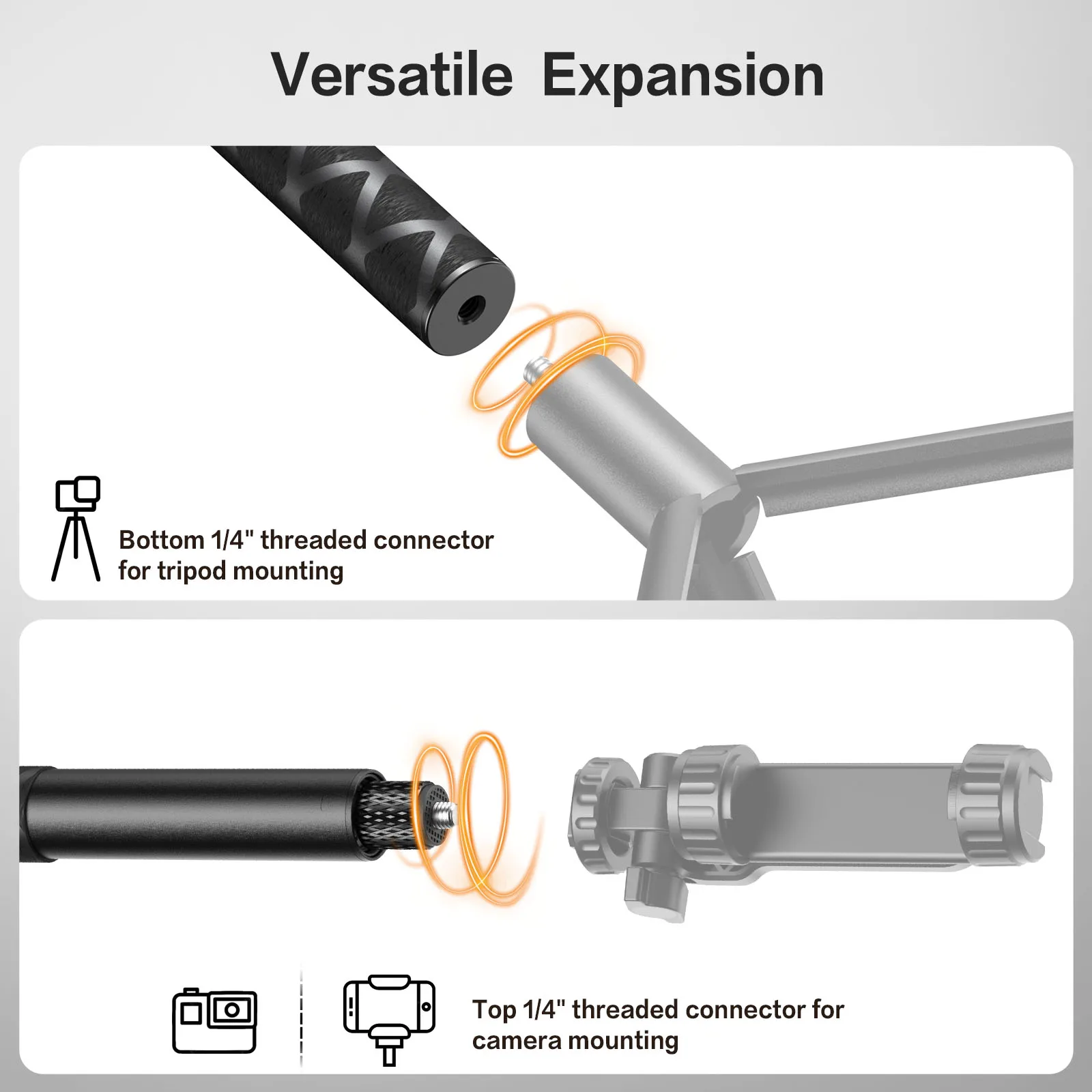 VYVIYON 114cm Invisible Selfie Stick,1/4