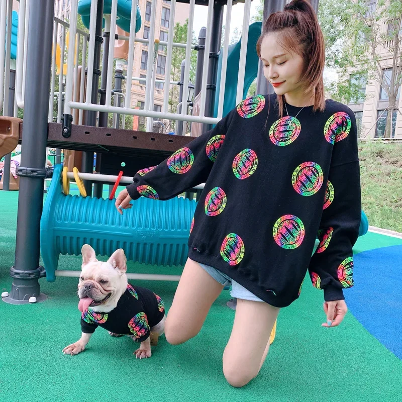 Dog Clothes  Dog Costume  Cat Clothes Parent-child Wear Pure Cotton Spring and Autumn Printing Korean Version Seven Sizes