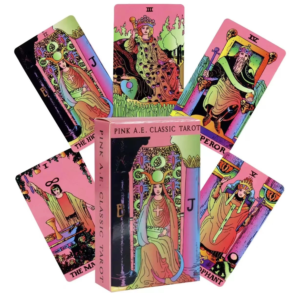 Baraja de Tarot clásica rosa A.E, 78 cartas, adivinación, uso Personal, baraja de Tarot, versión completa en inglés, baraja de oráculos
