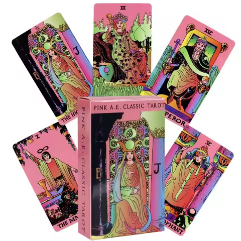 Pink A.E Classic Tarot Decks 78 Cards Divination Personal Use Tarot Deck Full English Version Oracles Deck