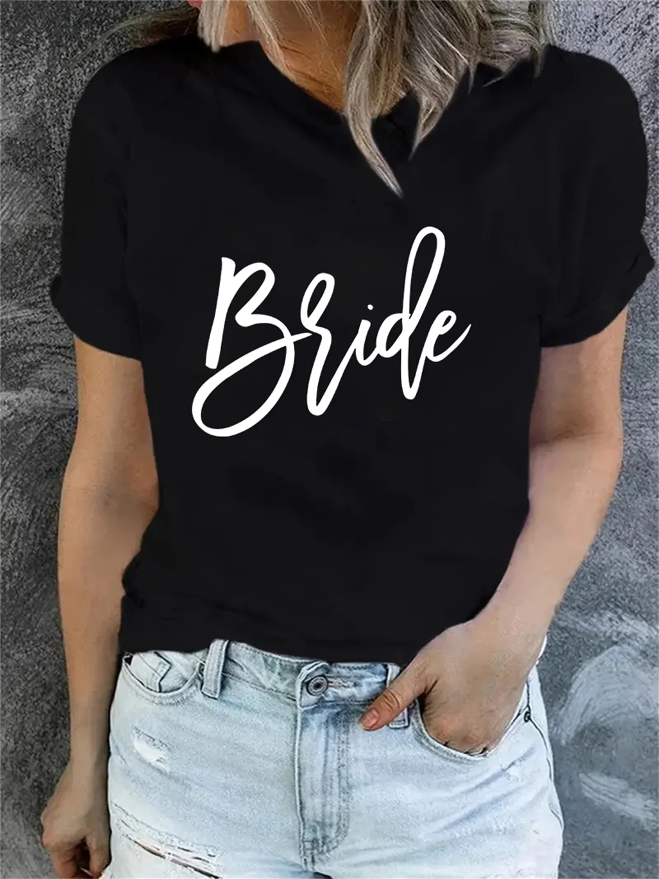 

Team Bride Tshirt Female Tee Bachelorette Party Women Shirt Aesthetic Shirts Polyester O Neck Short Sleeve Top Tees Tshirt