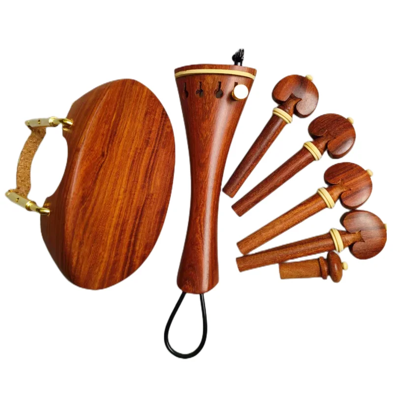 Rosewood Full Size Violin Parts Accessories Set Ready For Useing 4/4 Pegs Endpin Tailpiece Chinrest Gold Clamp