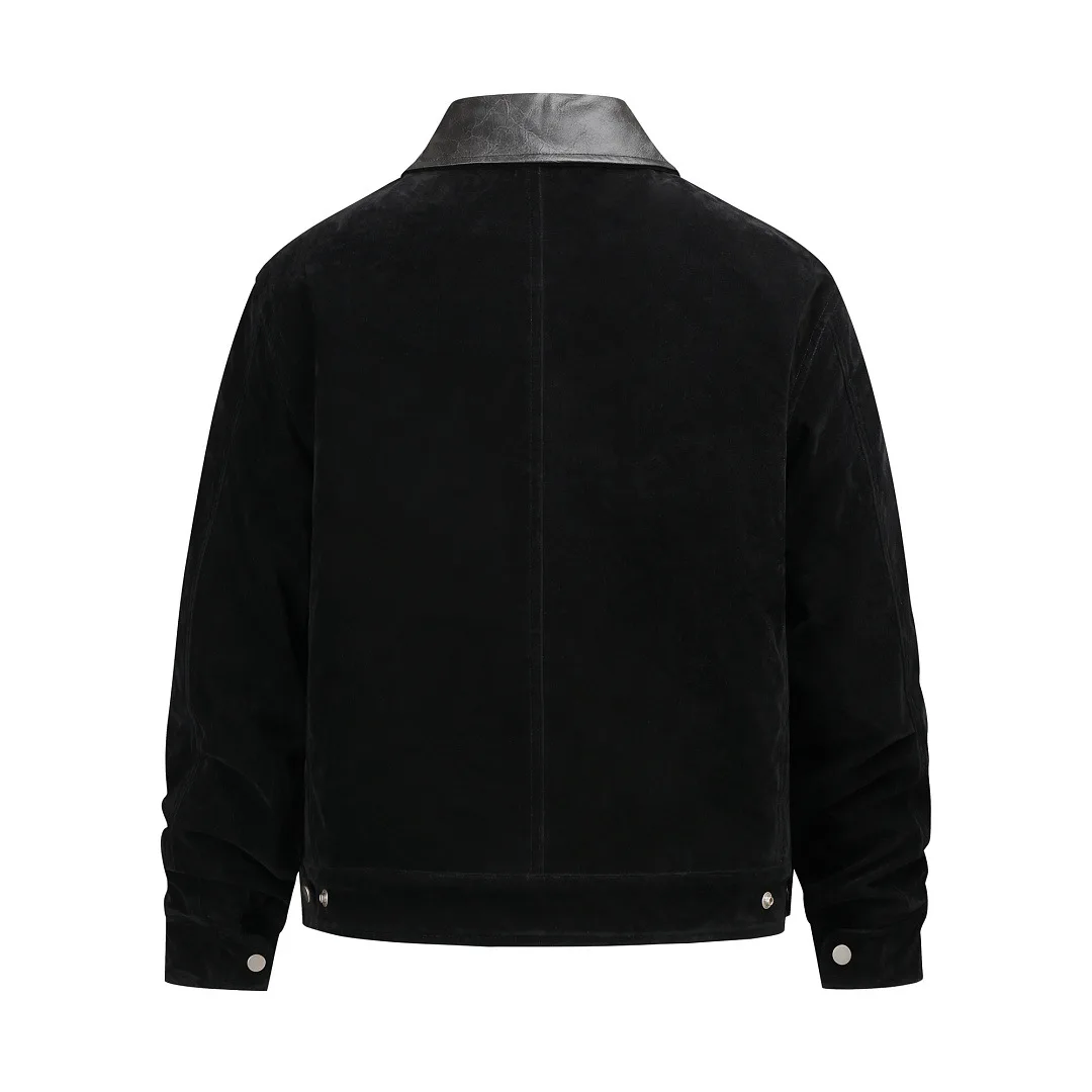 Europäische und Amerikanische Wildlederjacke mit durchgehendem Reißverschluss, im Barn-Stil, mit Taschen, Baumwoll-Cargo-Fliegerjacke, S, Baggy, Vintage, warme Arbeitsjacke – Detail 7