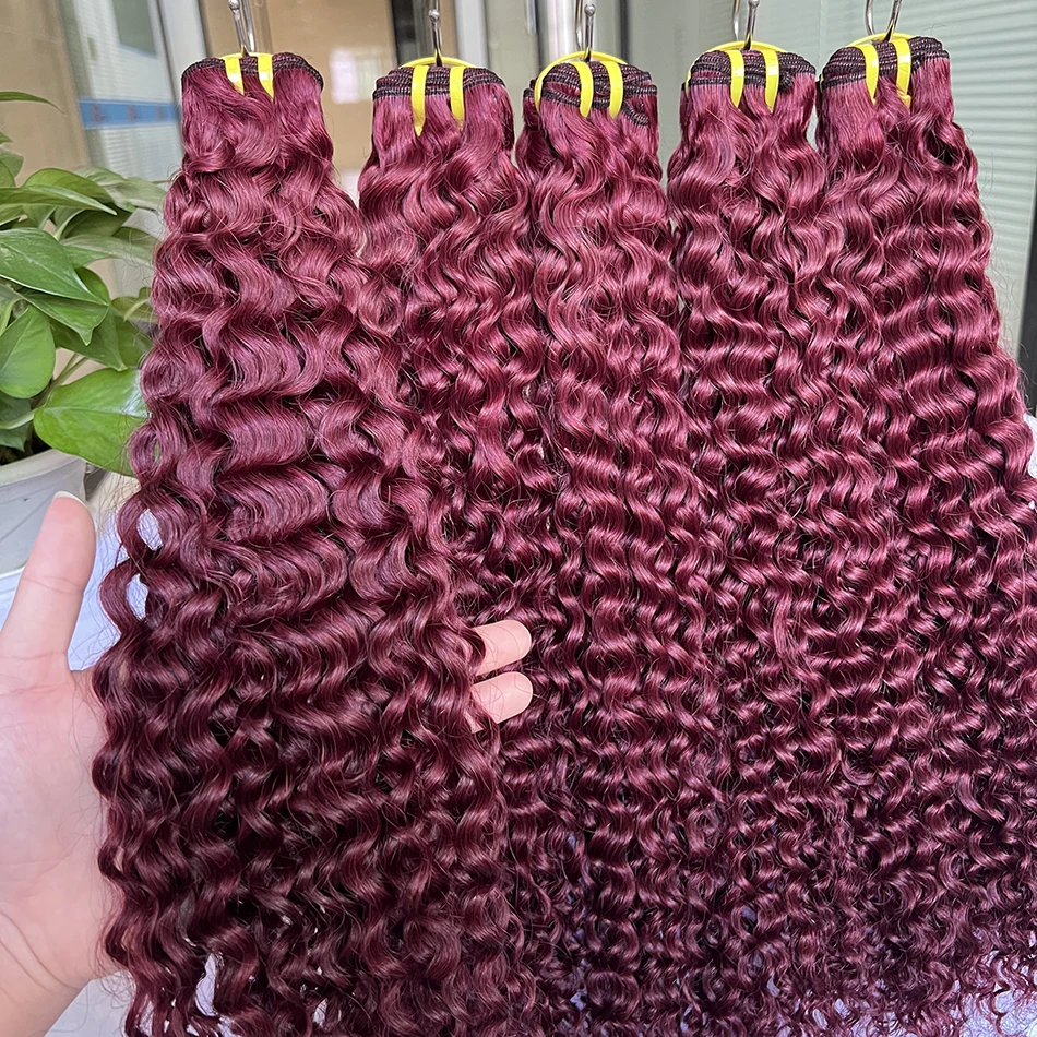مجعد عميق # 99j بورجوندي حزم الشعر البشري الملون 100% عذراء الفيتنامية شعر مموج نسج ملحقات 100 جرام للنساء