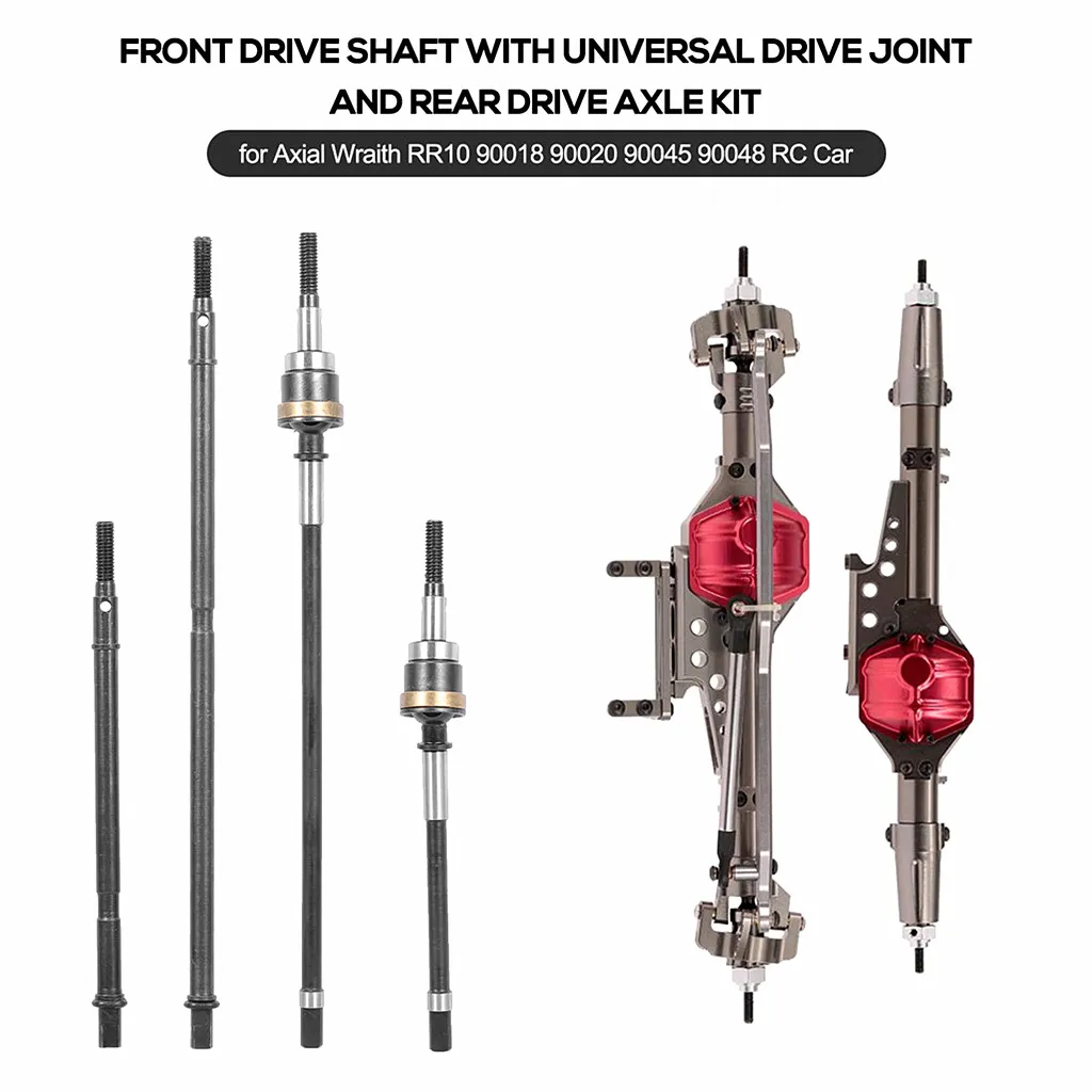 Front Drive Shaft with Universal Drive Joint and Rear Drive Axle Drive Set for Axial Wraith RR10 90018 90020 90045 90048 RC Car