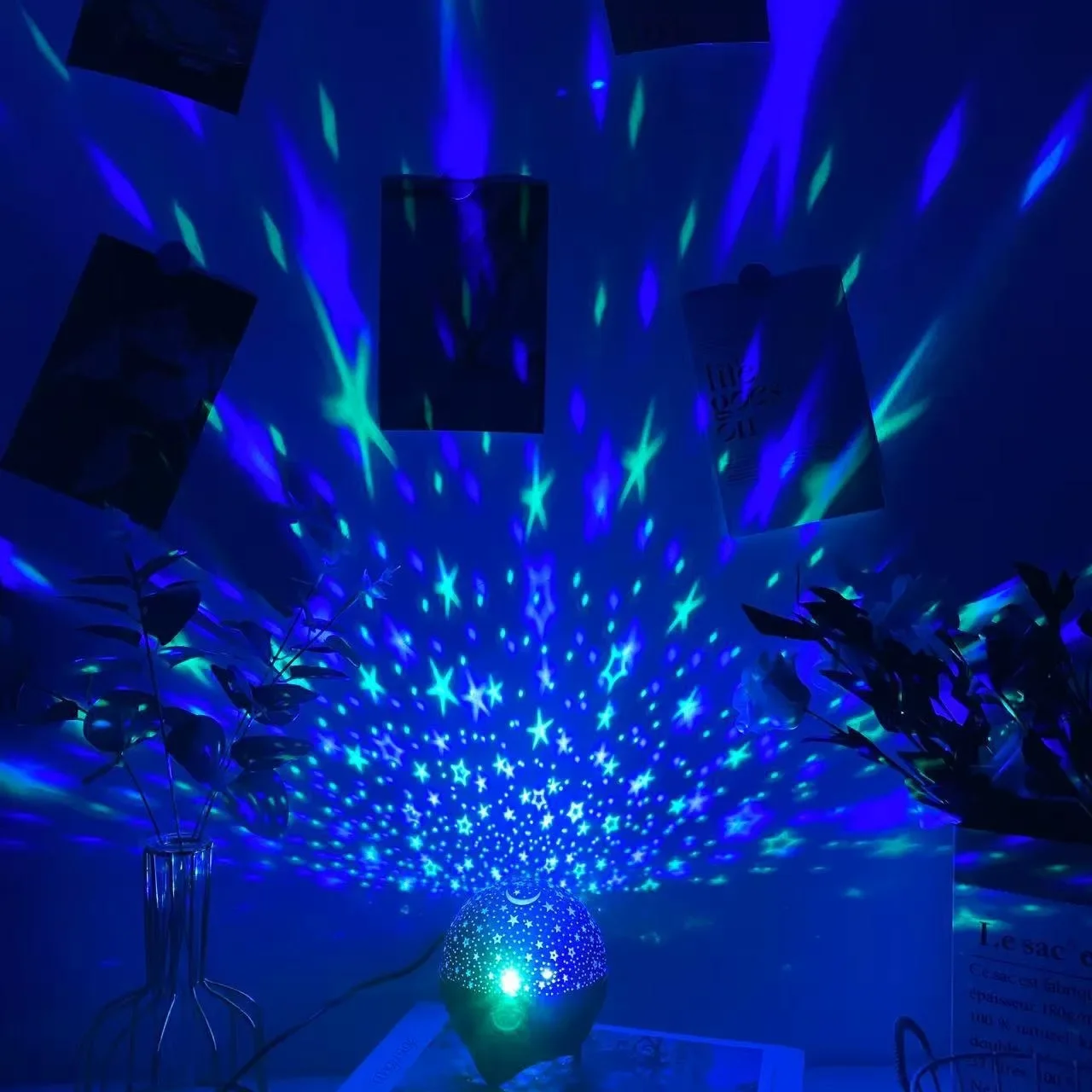 LED Starry Sky Moon Projector Night Lights for Kids Effect Atmosphere Light 360° Rotation for Bedroom Party Decor Birthday Gift