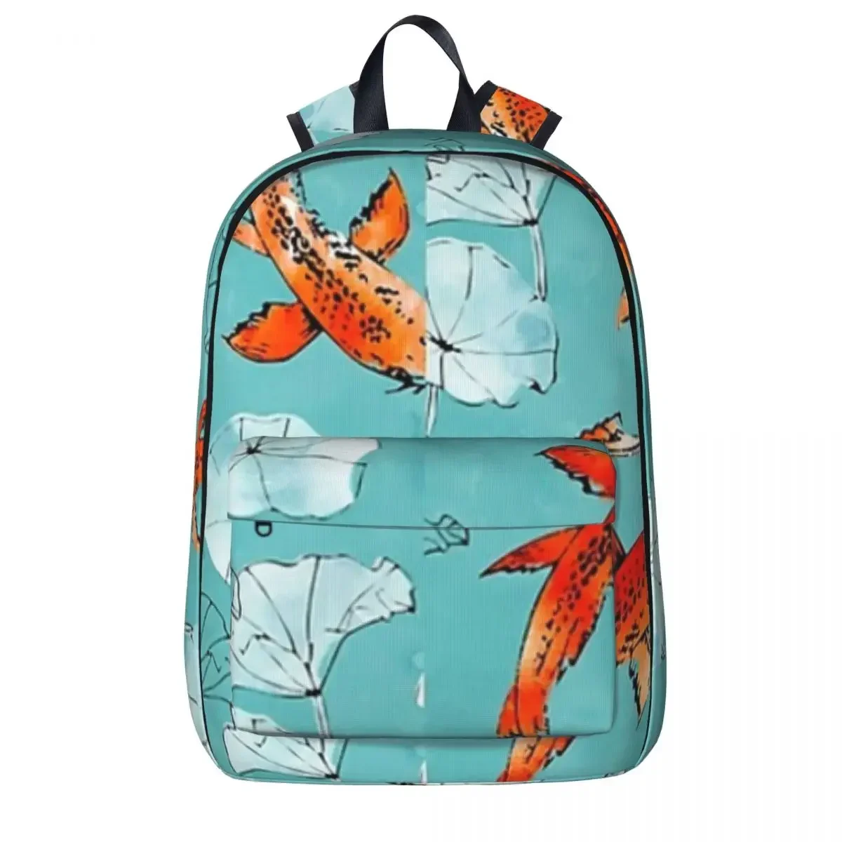 

Waterlily Koi In Turquoise Woman Backpacks Boys Bookbag Fashion Students School Bags Portability Laptop Rucksack Shoulder Bag