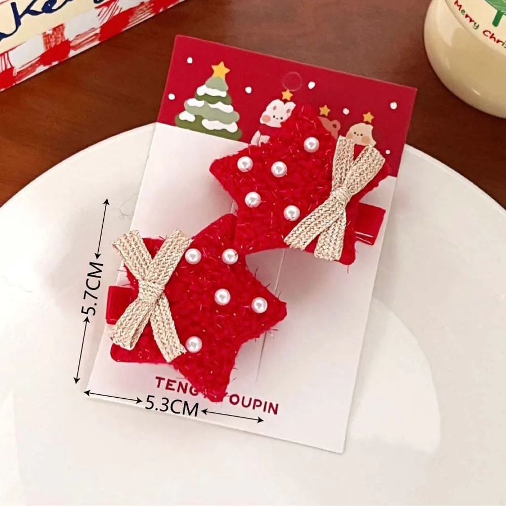 

Hair Accessories Christmas Hairpin Pearl Gloves Hats Star Merry Christmas Decor Xmas Barrettes Red Headwear