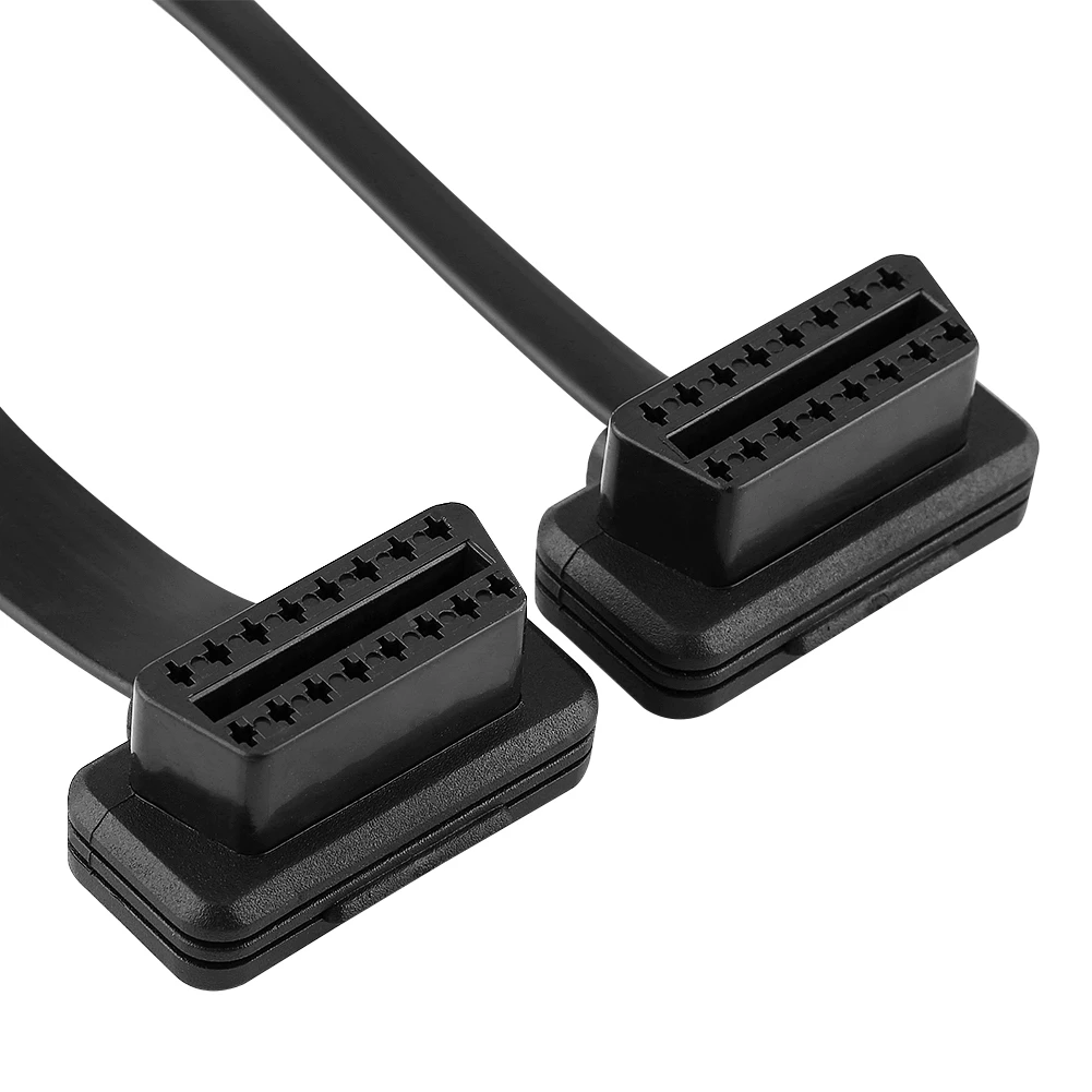 OBD2 Cable Adapter OBD2 Flat Extension Cable 16 Pin Male to Dual Female OBD2 Splitter Flat Extension Cable Adapter with Switch