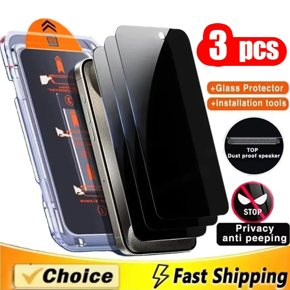 3Pcs Anti Spy Easy Installation Screen Protector For Samsung S25 S26 Ultra S24 S23 Plus S22 S20 FE Privacy Tempered Glass