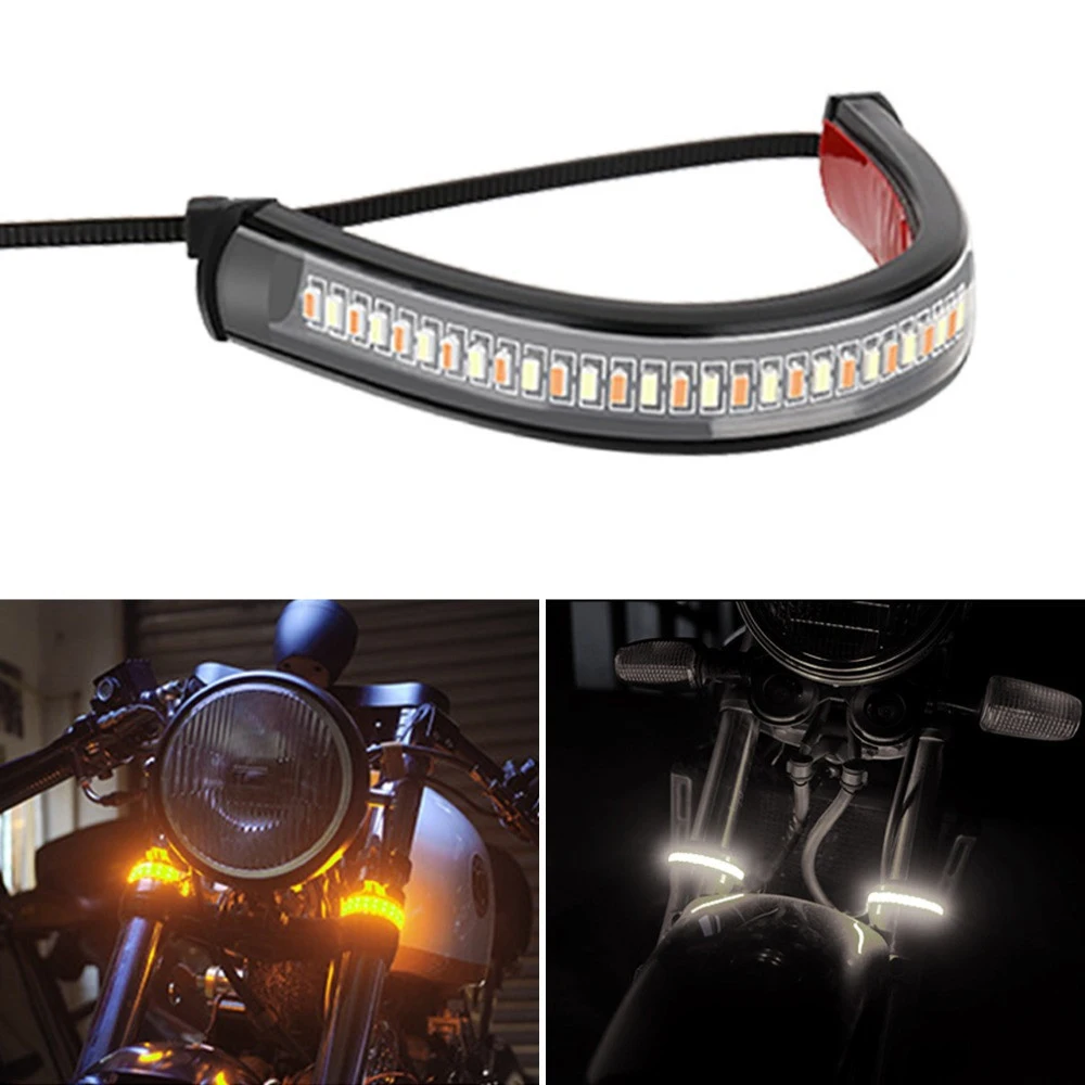 

2pcs Motorcycle Flowing Amber LED Fork Turn Signal Strip Light Bar For Harley Davidson Flashing blinker LED Turn Signal Lights