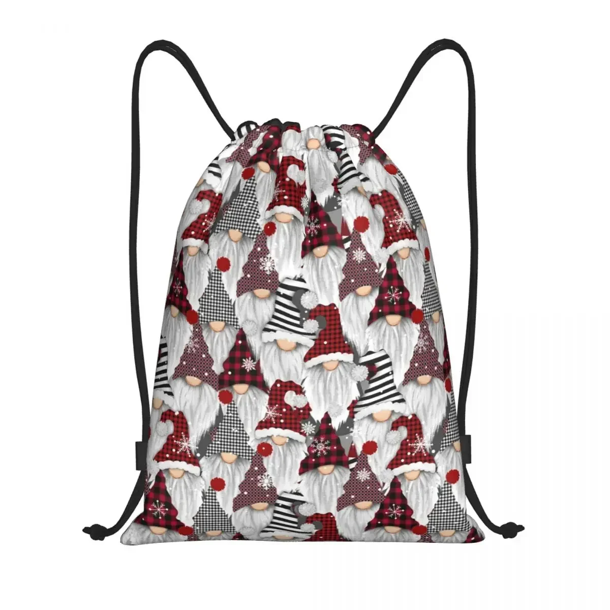 Custom Holiday Gnomes Drawstring Backpack Bags Men Women Lightweight Gym Sports Sackpack Sacks for Traveling