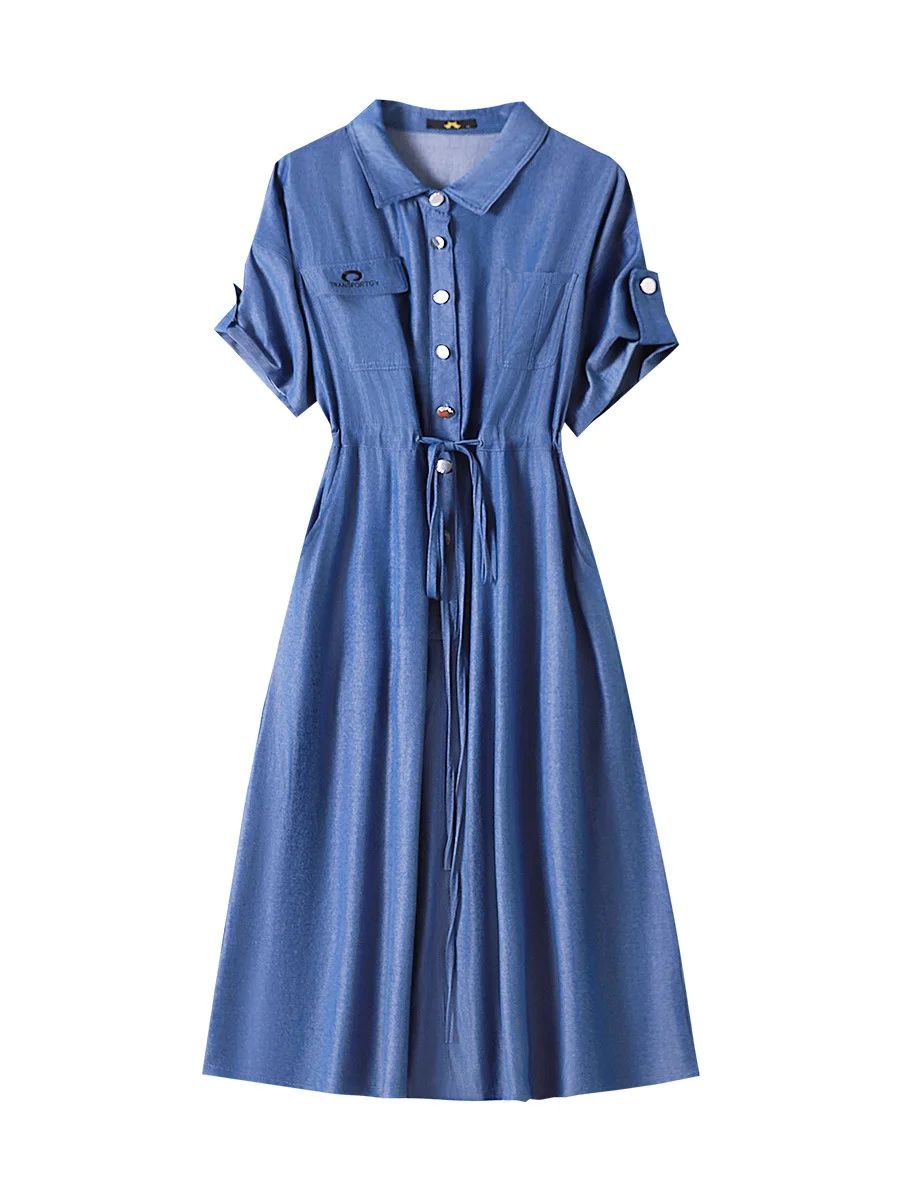 Robe longue en denim bleu 6XL 7XL 8XL 9XL 10XL XX2558, 160 noix, grande taille, buste femme, été, adt, manches courtes, col en v, 170