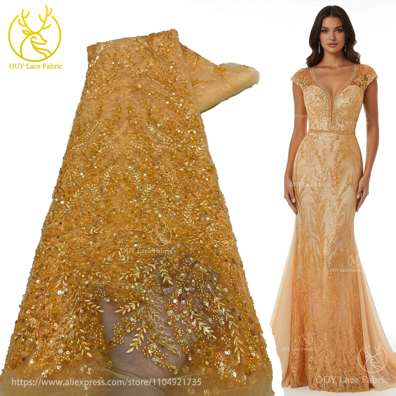 Tecido de renda de malha de lantejoulas francesas 2025 africano nigeriano tule bordado tecido de renda vestido de casamento feminino material de costura 5 jardas