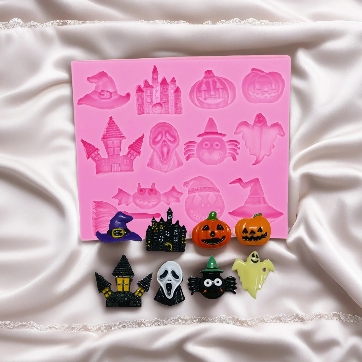 Mini Bat Ghost Fondant Molds Silicone Skull Coffins and Skeletons Chocolate Molds Polymer Clay Gumpaste Pastry Cake