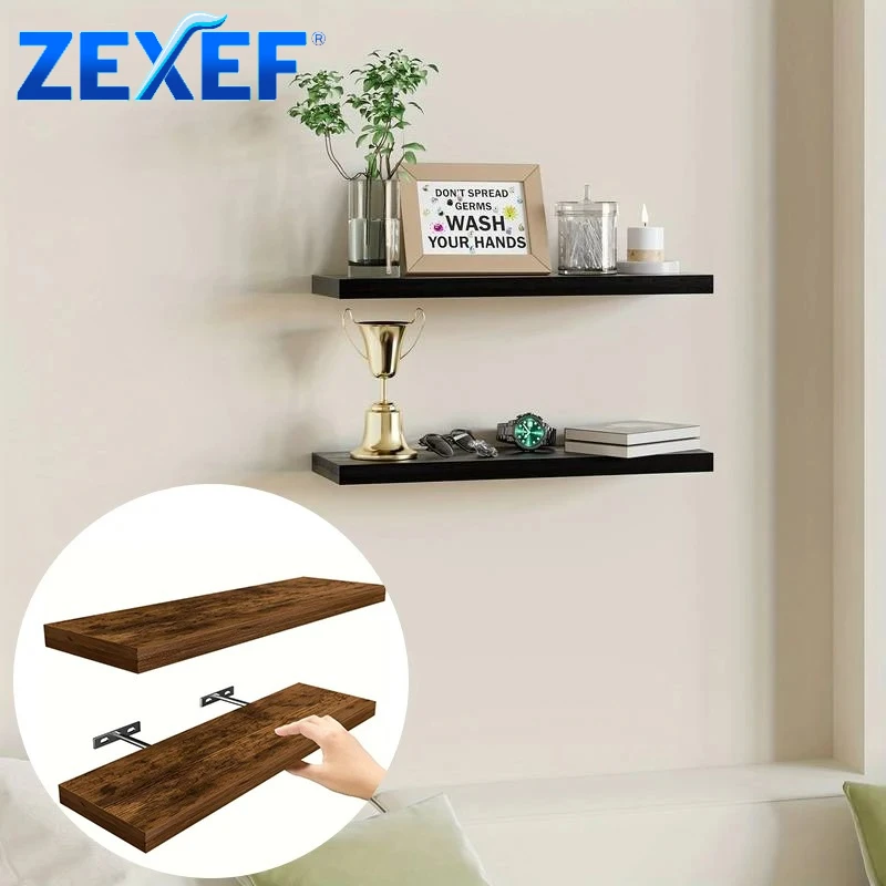 

1/2PCS Floating Organizer Wall Mounted Shelves Living Room Decor Solid Wood Floating Shelves Kitchen Shelf Bedroom Storage Rack