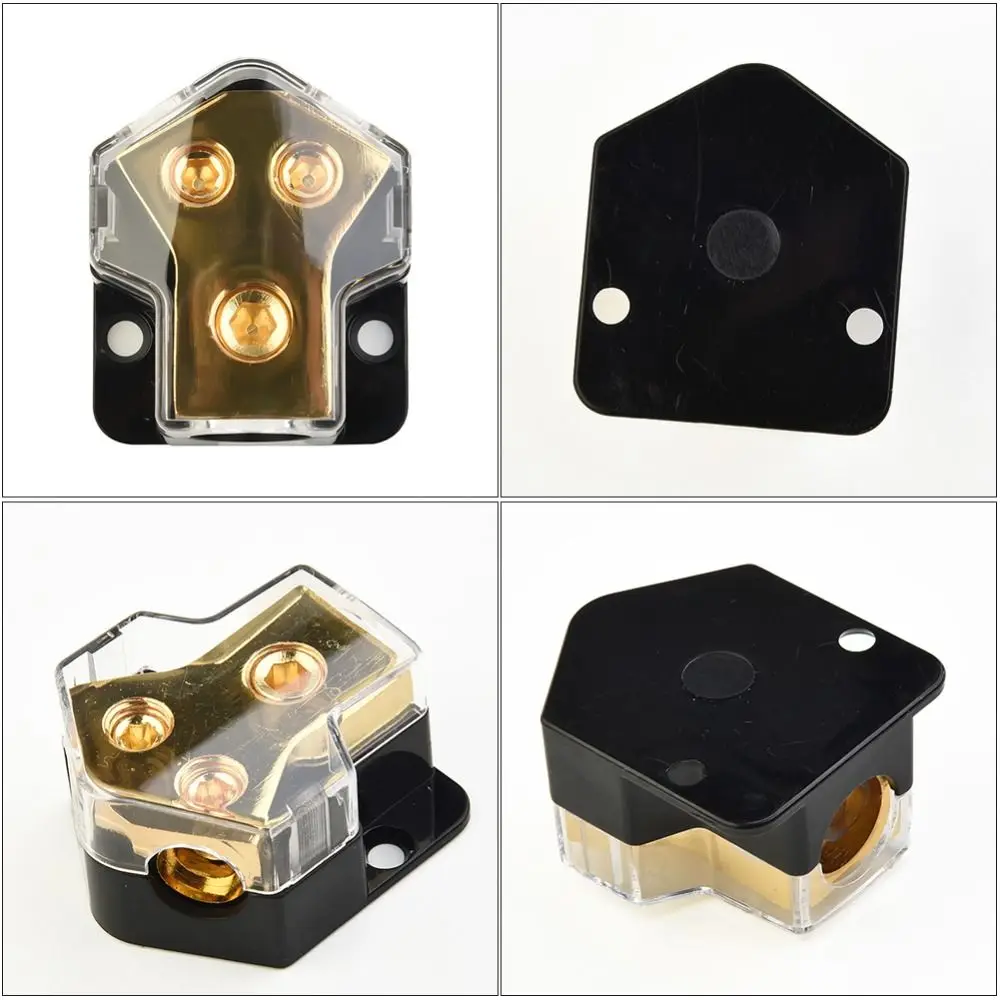 Transparent Cover Ground Distribution Block 2 Way Conductive Power Distribution Block Y-Shaped Car Audio Distribution Block