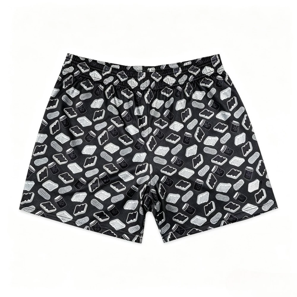 Fun Quirky Toast Peanut-shaped Small Pattern 3D Print Breatha Quick-dry Men's Shorts Street Fashion Vacation Parent-Child Shorts