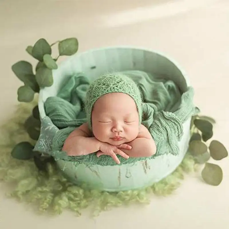 Newborn Baby Photography Props Vintage Wooden Basin Baby Bed Furniture Heart Shape Box Infants Photo Posing Shooting Accessories