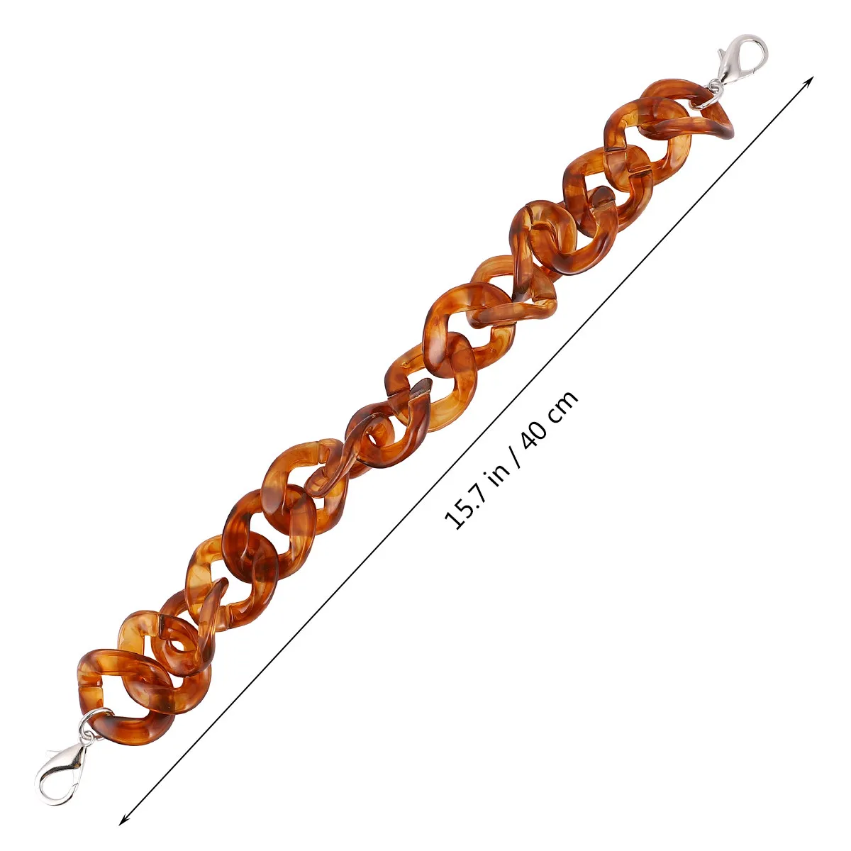 1 unidad de cadena de acrílico brillante para bolso, correas de repuesto para bolso DIY, cadena resistente y ligera de 40 cm con hebilla trasera tipo Carey