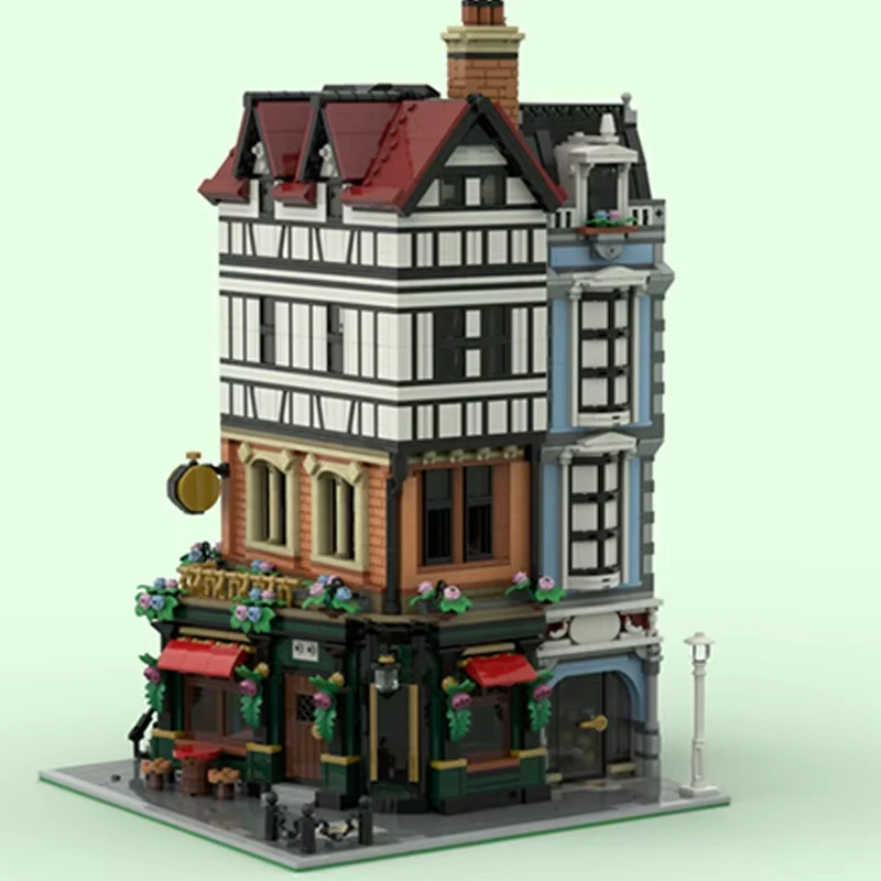 ชุดตัวต่อโมดูลาร์ MOC แบบทิวดอร์ พร้อมพื้นไม้ ชุดต่อเสริมผนัง ประกอบเอง ของเล่นตัวต่อ ของขวัญวันเกิดสำหรับเด็ก