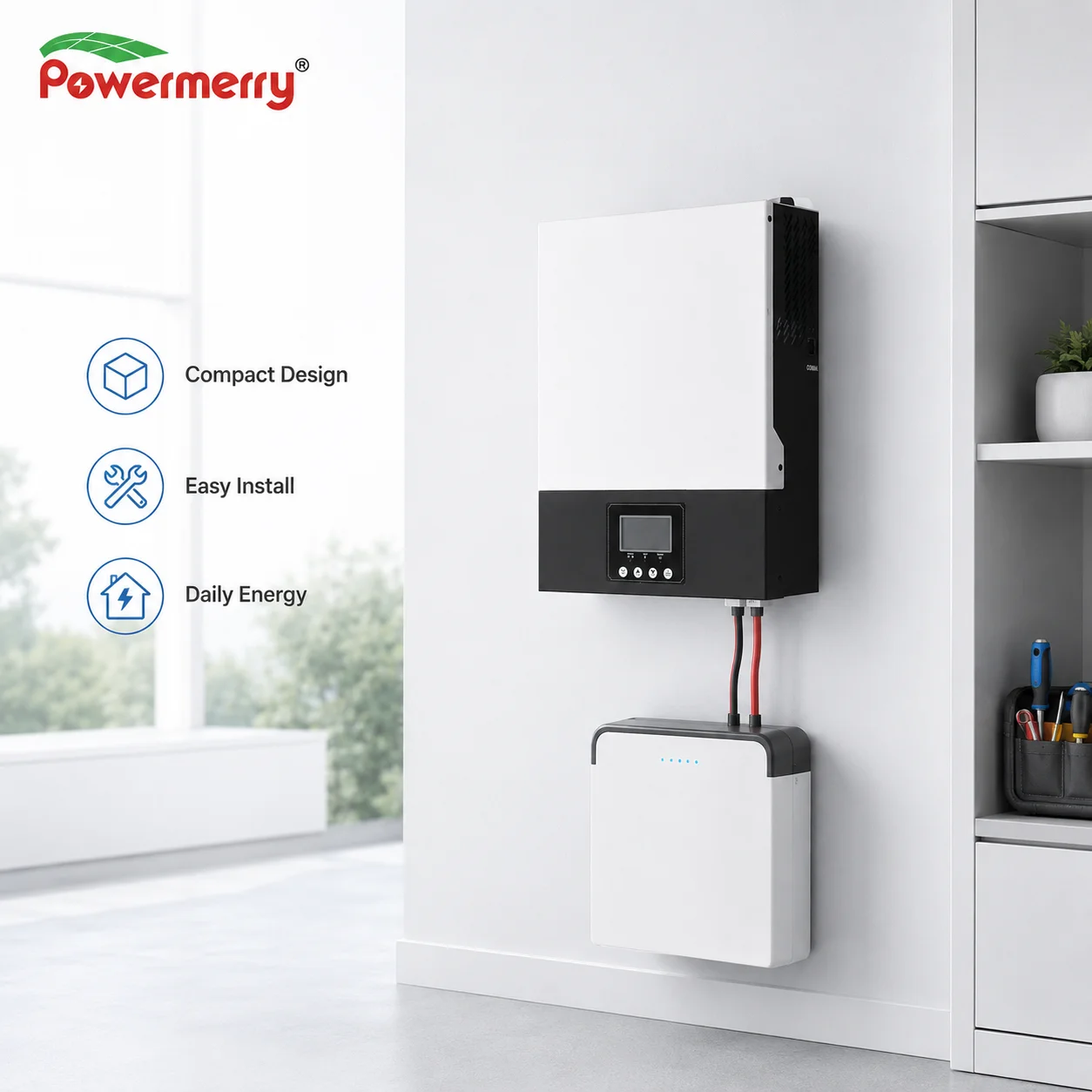 3kW Hybrid Solar Inverter 48V Single Phase 230Vac 50Hz MPPT Pure Sine Wave For EU Residential Rooftop Energy Storage Daily Use