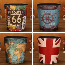 European Leather Trash Can Household Large British Style Storage Bucket Lidless Waste Paper Basket Household Items