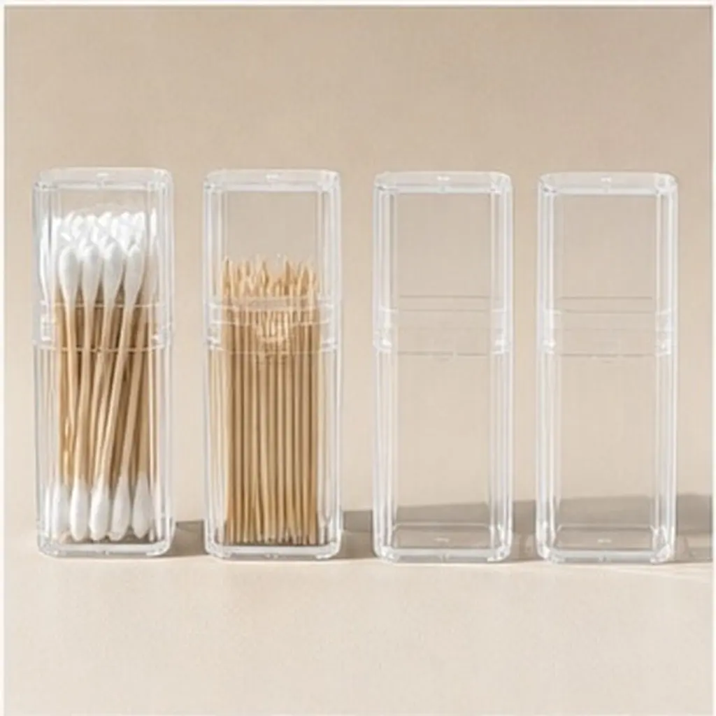 4Pcs Cotton Swab Box Sturdy Storage Organizer Portable Small Cotton Pad Holder Toothpick Container Desktop Use