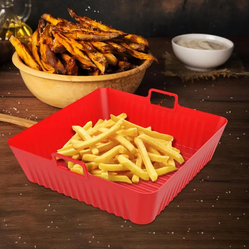 Air Fryer Silicone Pot Liner 6.8in Silicone Square Air Fryer Basket Foldable Food Safe Air Fryers Pot Oven Non Stick Silicone