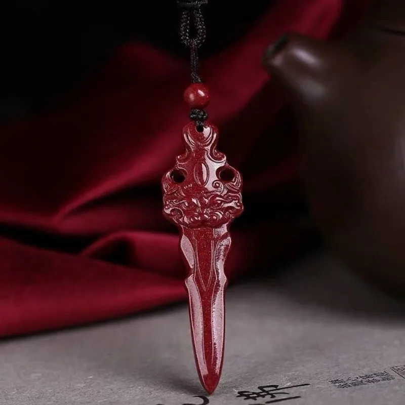 Cinnabar Sword Pendant for Men and Women