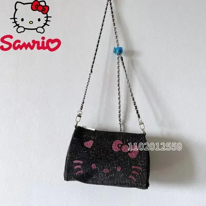 Hello Kitty New Women\'s Shoulder Bag Luxury Brand with Diamond Fashion Women\'s Shoulder Slant Bag Cartoon Cute Mini Women\'s Bag