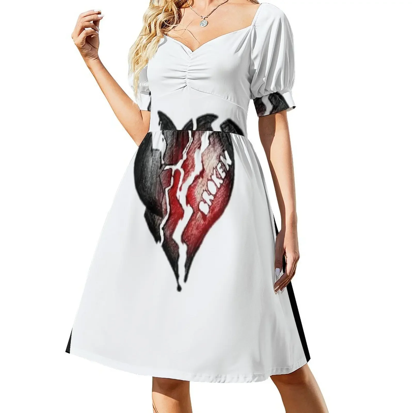 

Broken heart Short-Sleeved Dress dresses for official occasions elegant chic wedding evening dresses