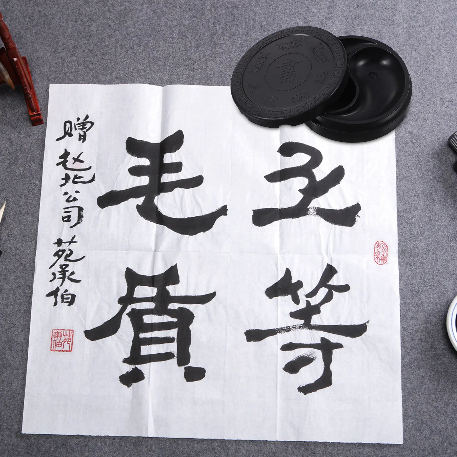 Tai Shape Calligraphy Plastic Inkslab Round Ink Grinding Stone Lid Painting Accessories Painting