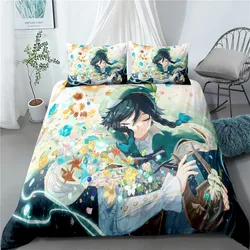 Genshin Impact Bedding Set Game Print copripiumino trapunta Set copripiumino morbido tessili per la casa Queen King Size Girl Kids Room Decor