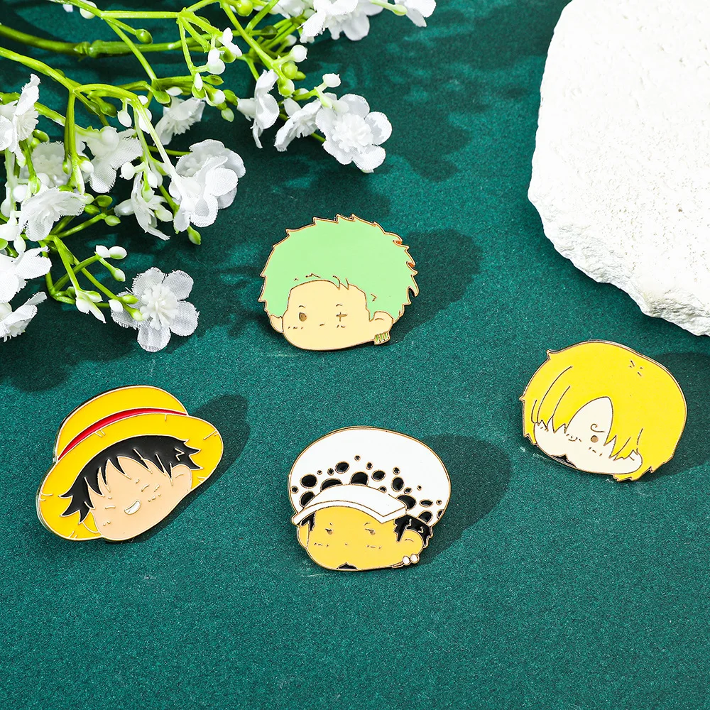 Cute Q Version Anime Movie Character Head Enamel Pins Brooches for Backpacks