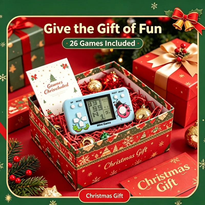 

Transparent Mini Handheld Game Console 26 Classic Russian Block Games Backpack Pendant Toy For Chrismas