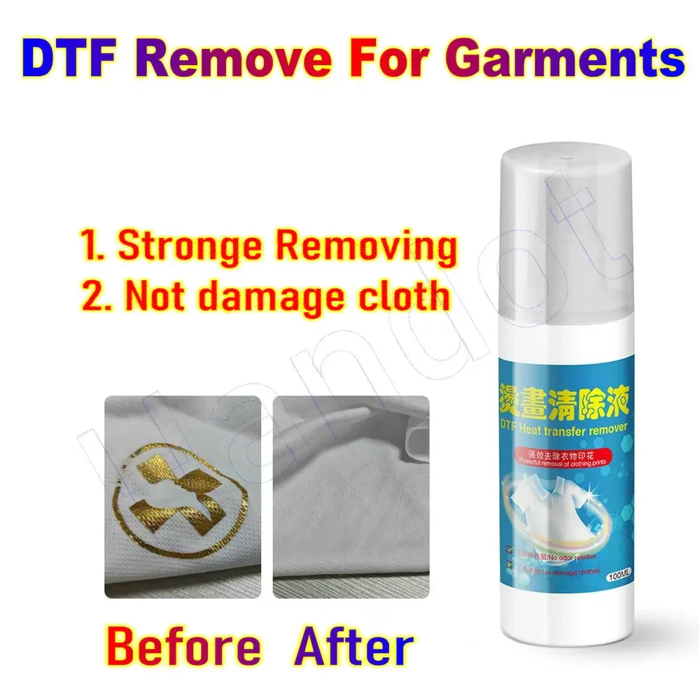 DTF Remover Heat Transfer for Direct To Film Printing Cleaning Liquid Pattern Clean Powerful Removal Clothing Garments Print Kit