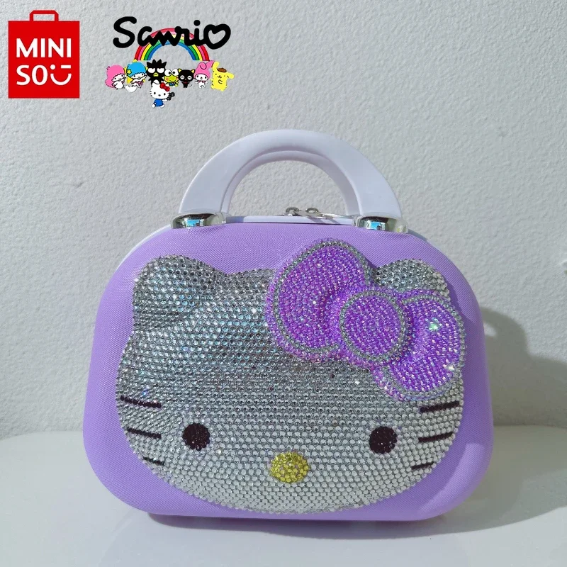 Miniso Hello Kitty Women's Travel Bag Fashionable High Quality Diamond Set Girl Storage Bag Short Distance Travel Mini Bag