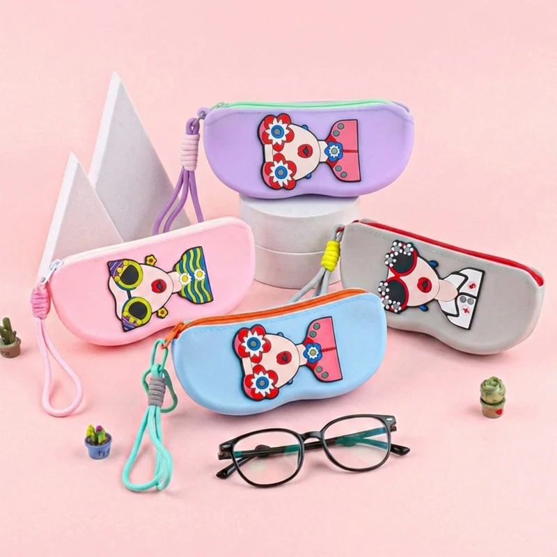 Fashionable Silicone Eyeglass Case Cute Goddess Style Ladies Glasses Case Durable Travel Storage Gift for Women