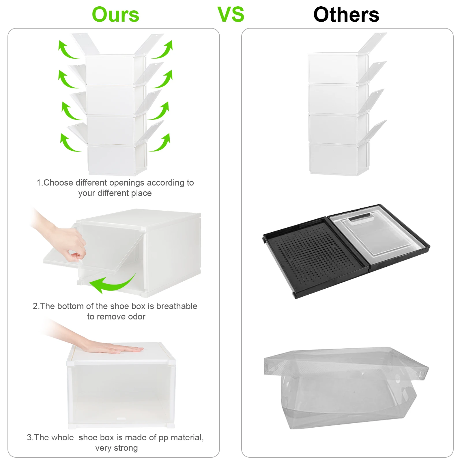 ﻿ 4 Pcs Clear Plastic Organizer Bins Shoe Box Waterproof Shoes Case Dustproof Holder Drawer Container White Men Women Storage