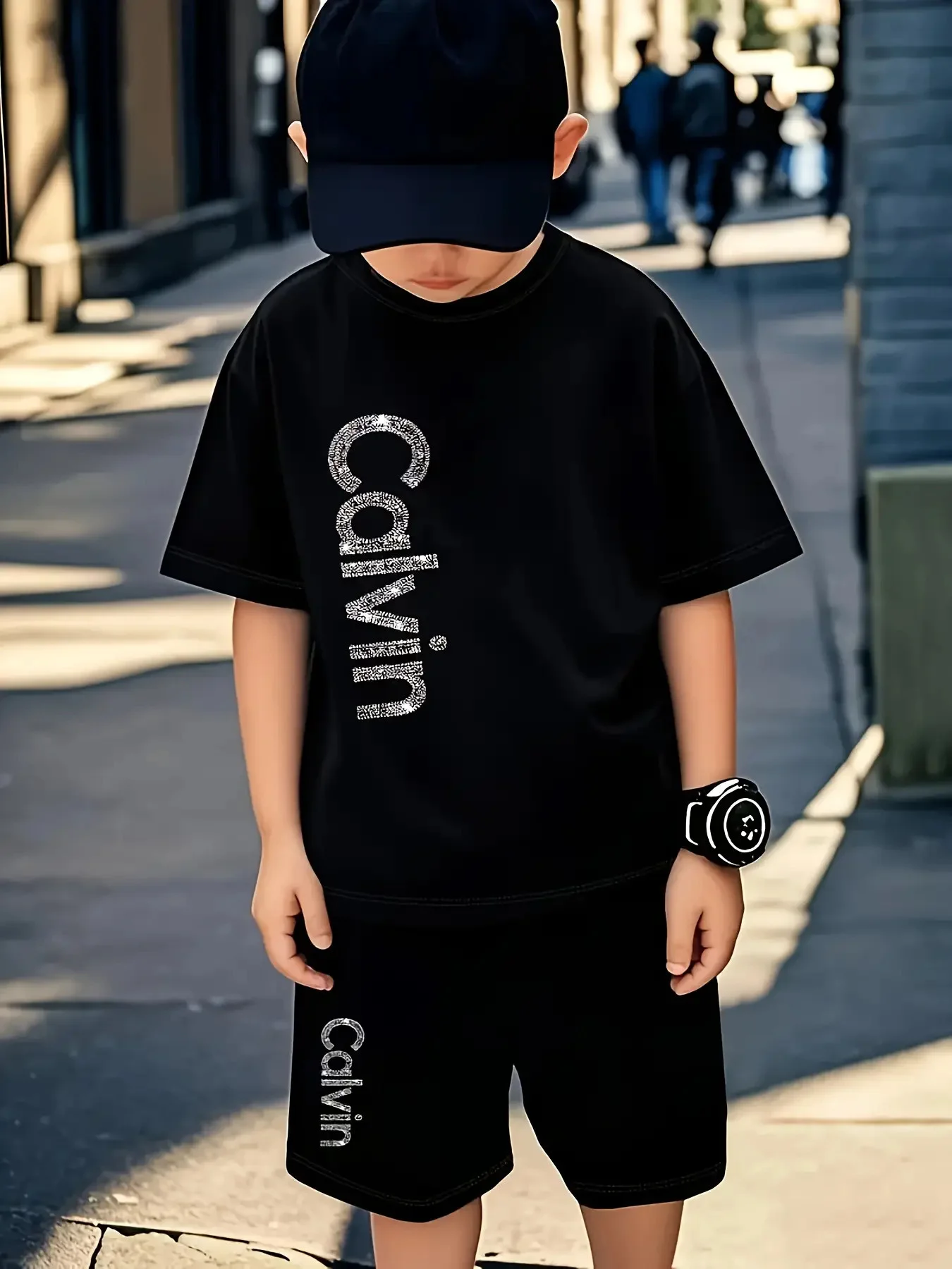 Hot‑Sale Kids Letter Print T‑Shirt & Shorts Set, Summer Soft Outfit for Boys Girls, Machine Washable for Outdoor Activities