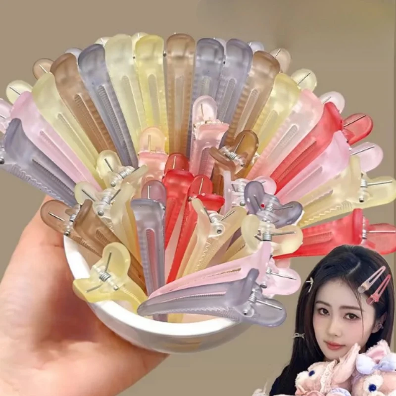 6Pcs/Lot Plastic Candy Color Hairdressing Duckbill Clips Hairpins Hair Care Hairs Clamps Styling Tools Professional Salon 7.5cm