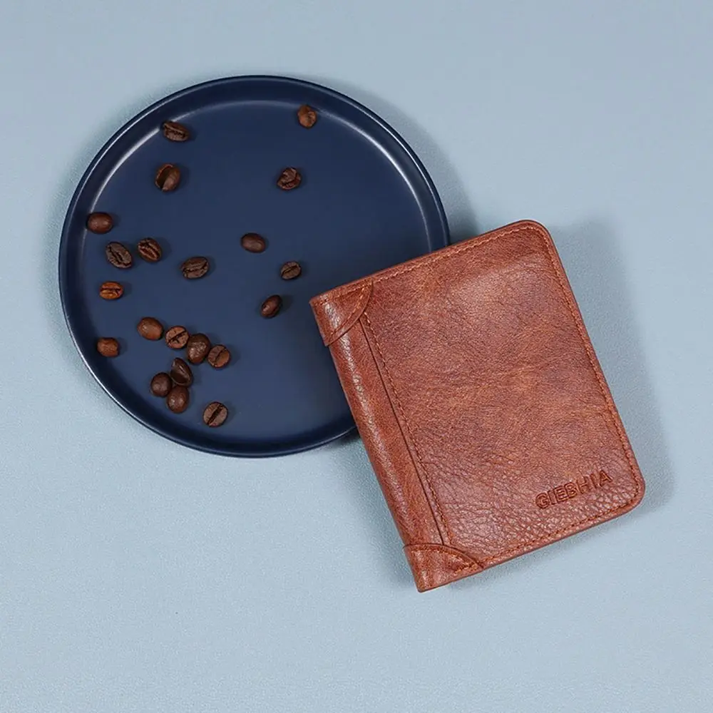 1Pcs Durable PU Leather Men Wallet Vintage Thin Trifold Wallet Short Multi-functional Male Purse