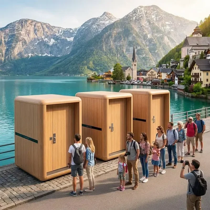 Smart Modular Public Toilet Cabin Self-Cleaning UV Sterilization Fall Detection Alert IoT Remote Management for Scenic Sopt